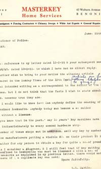 Letter to the Commissioner of Police