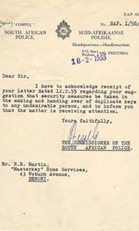 Letter to the Commissioner of Police